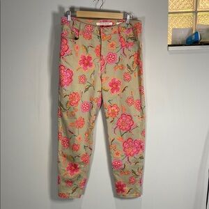 Jones New York Floral Ankle Pants - Pink and Tan Vintage 2013